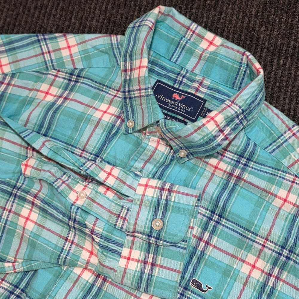 Vineyard Vines Button Down Mens XL Turquoise Pre-owned Classic Fit Whale Shirt